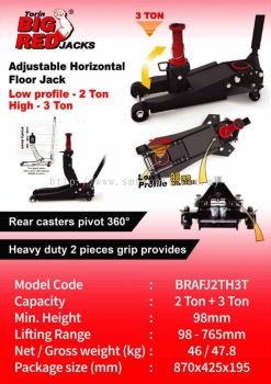 BIGRED PROFESSIONAL 3 TON ADJUSTABLE HORIZONTAL HYDRAULIC FLOOR JACK