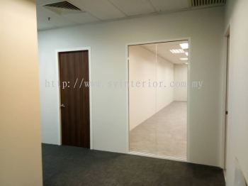 partition wall panel with tempered glass door