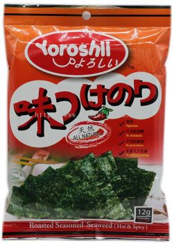 Yoroshii Seasoned Seaweed 12 Bundles (Hot & Spicy)