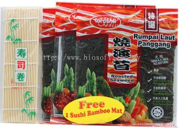 Korean Roasted Seaweed (3 Packs Free 1 Sushi Bamboo Mat)