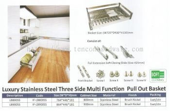 Luxury Stainless Steel Three Side Pull Out Basket