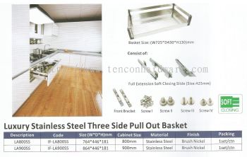 Luxury Stainless Steel Three Side Pull Out Basket