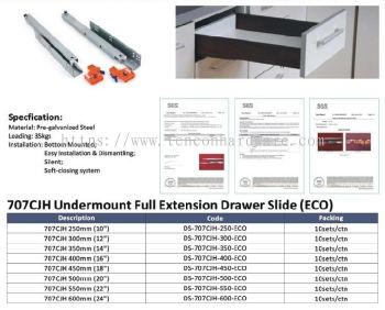 Undermount Full Extension Drawer Slide - Eco