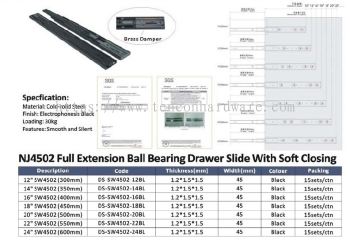 Full Extension Ball Bearing Drawer Slide With Soft Closing