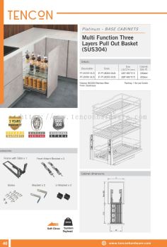 Multi Function Three Layers Pull Out Basket (SUS304) PTJ8300-SUS, PTJ8350-SUS