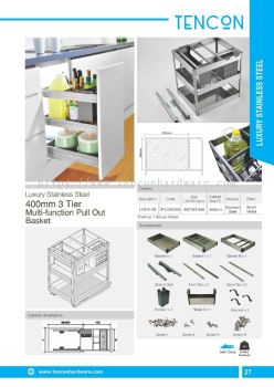 400mm 3 Tier Multi-function Pull Out Basket (LG400-SS)