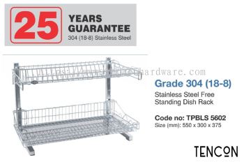 Stainless Steel Free Standing Dish Rack Grade 304(18-8) (TPBLS 5602)