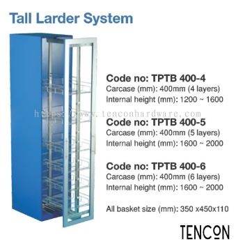 Tall Larder System (400mm TPTB400-4, TPTB400-5, TPTB400-6)