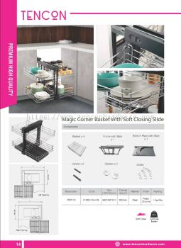 Magic Corner Basket With Soft Closing Slide (M6010A)