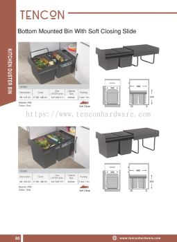 Bottom Mounted Bin with Soft Closing Slide (DB-15B-SC, DB-18B-SC)