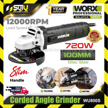 WORX WU800S 4" / 100MM Corded Angle Grinder 720W 12000RPM