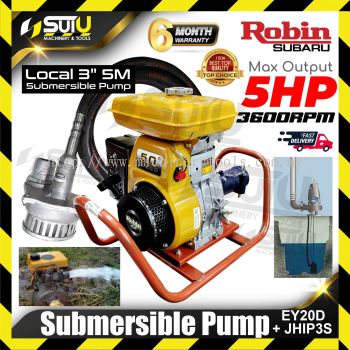 SUBARU ROBIN EY-20D / EY20D / EY20 High Pressure Engine Pump with Frame, Coupling & Housing + 3" 5M Submersible Pump