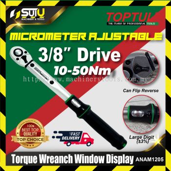 TOPTUL ANAM1205 Micrometer Adjustable Torque Wrench  3/8" 10-50Nm