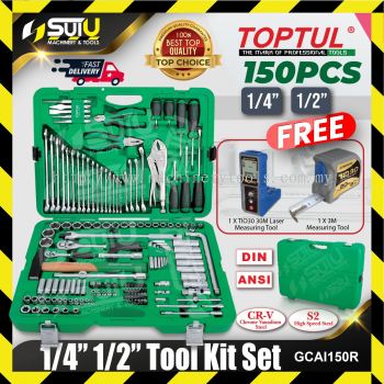 TOPTUL GCAI150R 150pcs 1/4" & 1/2" Tool Kit Set