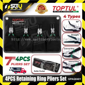 TOPTUL GPAQ0401 4pcs 7" Retaining Ring Pliers Set