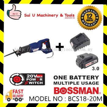 Bossman BCS18-20M 20V Cordless Reciprocating Saw w/ 1 x 3.0Ah Battery + Charger