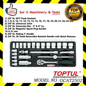 TOPTUL GCAT2502 DR. Flank Socket Set 25Pcs 3/8"