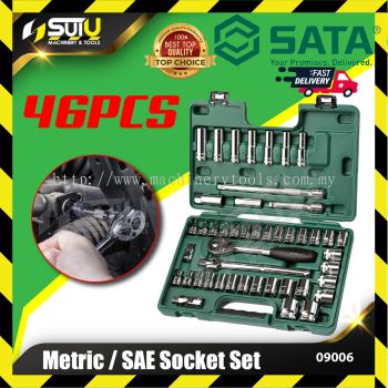 SATA 09006 46pcs 1/2"Drive 6 Point Metric / SAE Socket Set