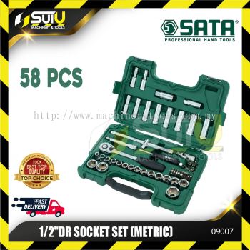 SATA 09007 58pcs 1/2"Drive 6pt Metric Socket Set
