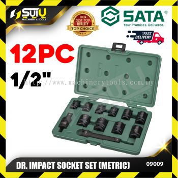 SATA 09009 12PCS 1/2" DR. Impact Socket Set (Metric)