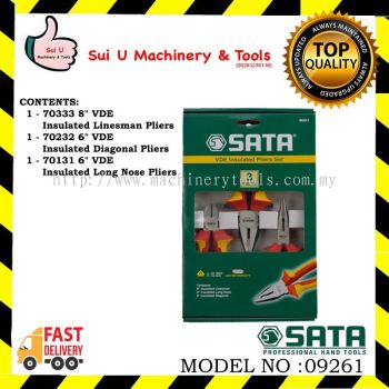 SATA 09261 VDE Insulated Pliers Set 3Pcs
