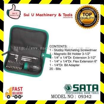 SATA 09342 25 PCS Ratcheting Stubby Screwdriver Set