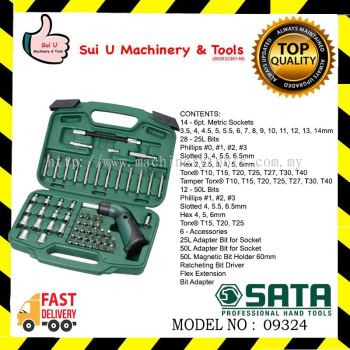 SATA 09324 60 PCS 1/4" Drive 6 Point Socket and Ratcheting Screwdriver Set