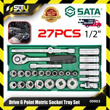 Sata 09903 27PCS 1/2" Drive 6 Point Metric Socket Tray Set