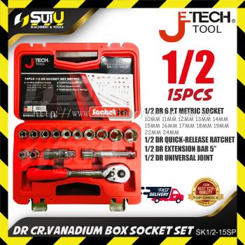 JETech SK1/2-15SP Cr.Vanadium Box Socket Set 15pcs 1/2"