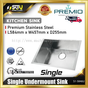 PREMIO S1-5846U Stainless Steel Single Undermount Kitchen Sink