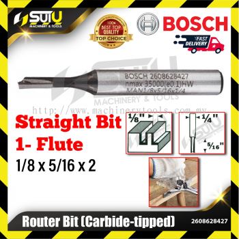 BOSCH 2608628427 1PCS 1/8 x 5/16 x 2 Straight Bit for Routers w/ 1 Flutes & Tungsten Carbide Tipped
