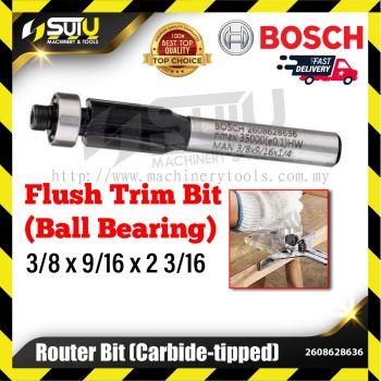 BOSCH 2608628636 1PCS 3/8 x 9/16 x 2 3/16 Flush Trim Bit w/ Ball Bearing Carbide Tipped