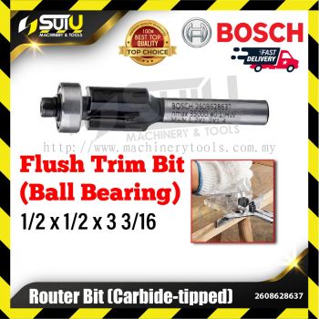 BOSCH 2608628637 1PCS 1/2 x 1/2 x 3 3/16 Flush Trim Bit w/ Ball Bearing Carbide Tipped