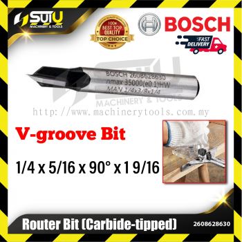 BOSCH 2608628630 1PCS 1/4 x 5/16 x 90 x 1 9/16 V-Groove Bit for Routers (Carbide Tipped)