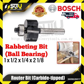 BOSCH 2608628417 1PCS 1 x 1/2 x 1/4 x 2 1/8 Rabbeting Bit for Routers w/ ball bearing Carbide Tipped