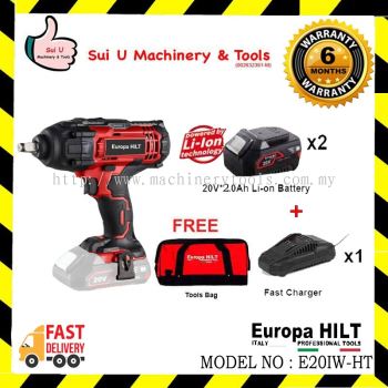 Europa Hilt E20IW-HT 20V Cordless Impact Wrench M-1/2" 650Nm w/ 2xBatt2.0+ Charger + Tools Bag