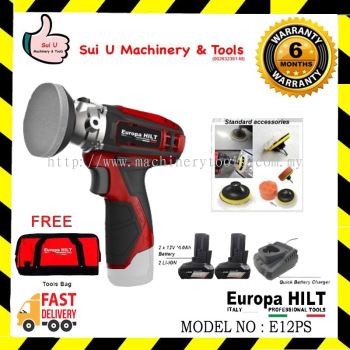 EUROPA HILT E12PS 12V 3" Cordless Compact Polisher / Sander + 2 x Batteries 4.0Ah + 1 x Charger + 1 x Tools Bag