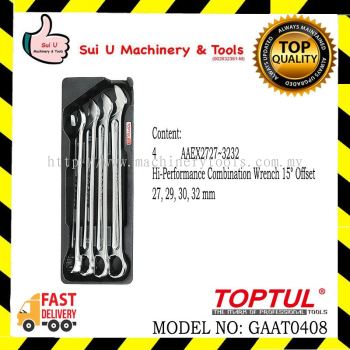 TOPTUL GAAT0408 4PCS - 15 Offset Hi-Performance Combination Wrench Set