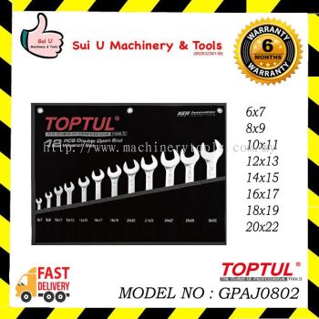 TOPTUL GPAJ0802 Double Open End Wrench Set - POUCH BAG - BLACK