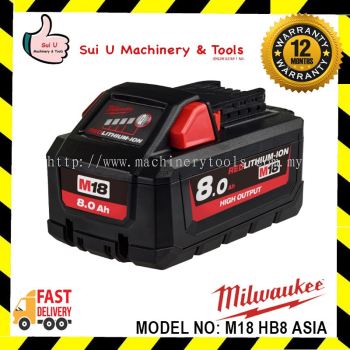 Milwaukee M18 HB8 ASIA High Output 8.0Ah REDLITHIUM Battery