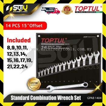 TOPTUL GPAB1404 14PCS 15掳 Offset Standard Combination Wrench Set