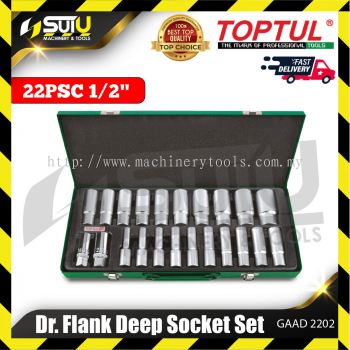 TOPTUL GAAD2202 22pcs 1/2" Dr. Flank Deep Socket Set