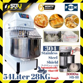 FRESH HS-50 / HS50 54L Dough Spiral Mixer 3000W