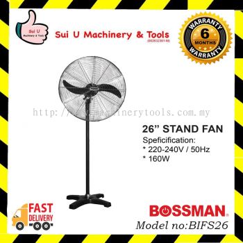BOSSMAN BIFS26 26" Industrial Stand Fan Comfort Heavy Duty 650mm 160W