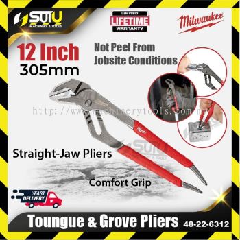 Milwaukee 48-22-6312 254mm 12"  Tongue & Groove Pliers / Comfort Grip Straight-Jaw Pliers