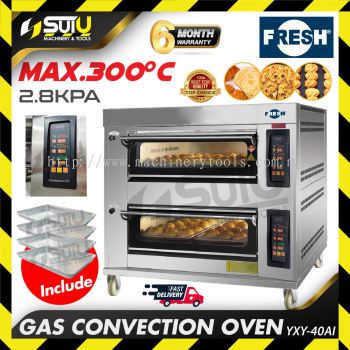 FRESH YXY-40AI 2 Layer 4 Tray Gas Convection Oven With PID Control Panel 0.2kW 2.8kPA