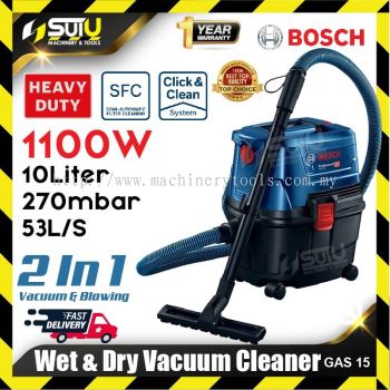 BOSCH GAS15 / GAS 15 15L 2 IN 1 Heavy Duty Wet & Dry Vacuum Cleaner 1100W