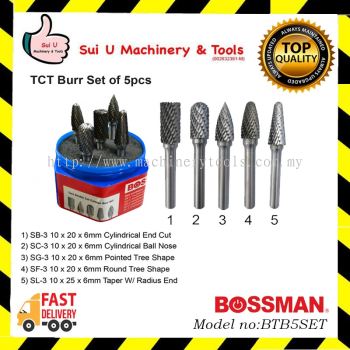 BOSSMAN BTB5SET 5PCS TCT Carbide Burrs Set