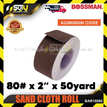 BOSSMAN BAR10080 80# x 2" x 50Yard Sand Cloth Roll (Aluminium Oxide)