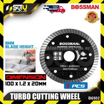 BOSSMAN B6502 1PCS 100 x 1.2 x 20MM Turbo Cutting Wheel / Diamond Saw Blade